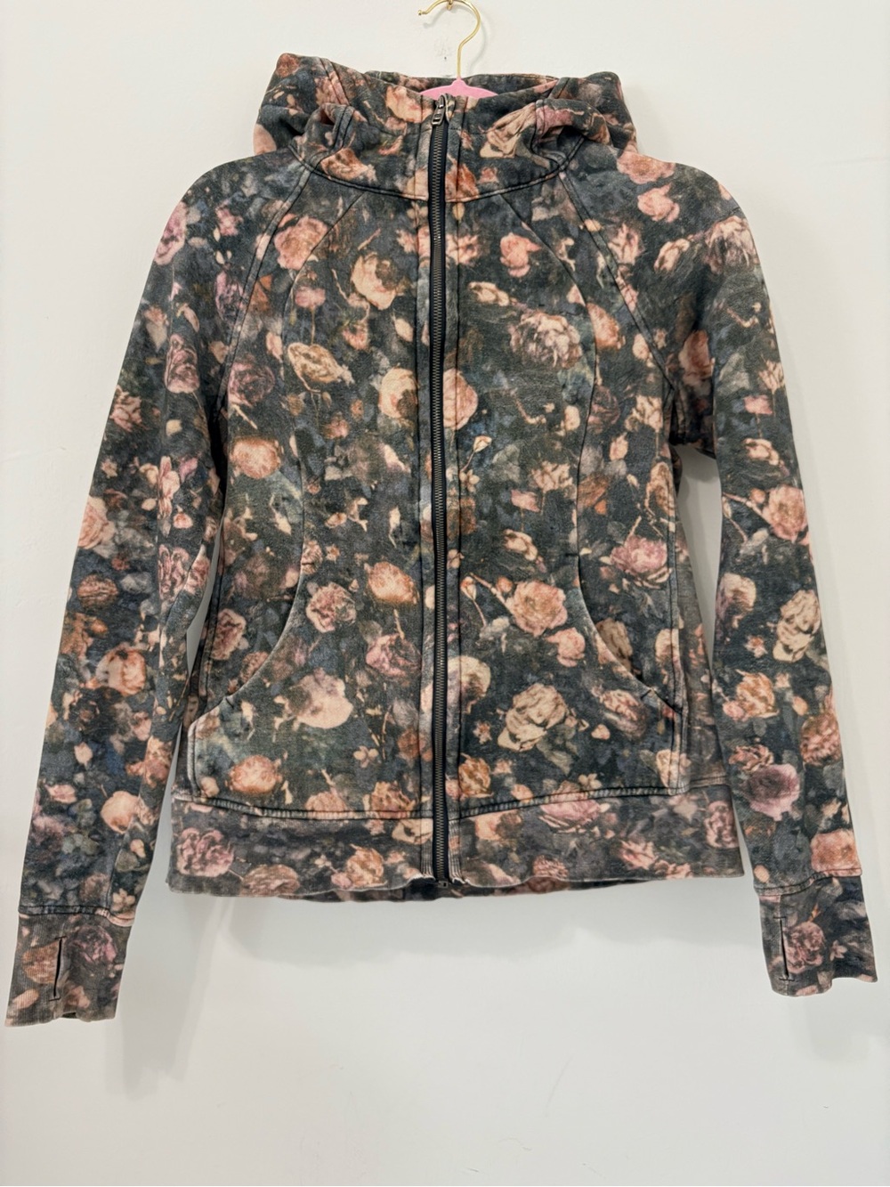 Lululemon Scuba Hoodie Light Cotton Fleece Sz 10 Frosted Rose Multi EUC